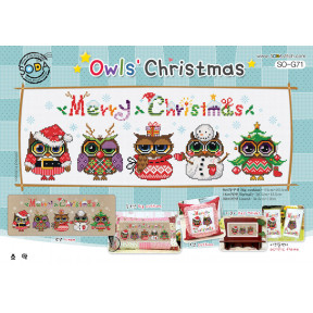 Схема для вишивки нитками хрестиком Soda Stitch Owls Christmas
