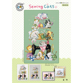 Схема для вышивки нитками крестиком Soda Stitch Sewing Cats//Швейные котята SODA Stitch