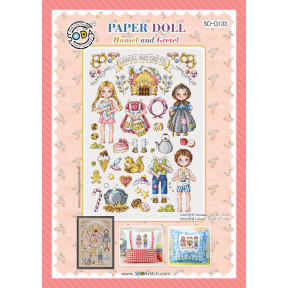 Схема для вышивки нитками крестиком Soda Stitch PAPER DOLL-Hansel and Gretel//Бумажная кукла -Гензель и Гретель SODA Stitch