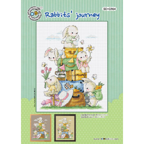 Схема для вышивки нитками крестиком Soda Stitch Rabbits journey//Путешествие кроликов SODA Stitch