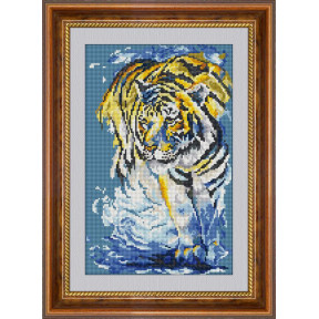 Набір для малювання каменями алмазний живопис Dream Art Тигр у морі (квадратні, повна) 30479D