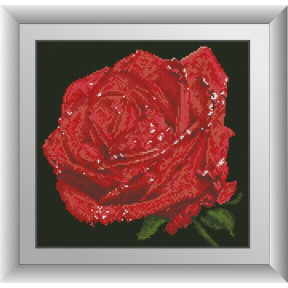 Набор для рисования камнями алмазная живопись Dream Art Красная роза (квадратные, полная) 30525D