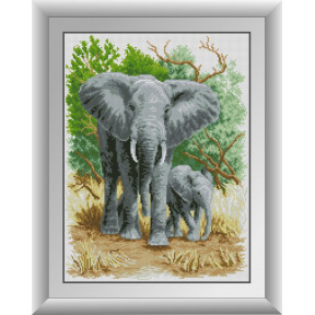Набір для малювання каменями алмазний живопис Dream Art Слоненя з мамою (квадратні, повна) 30538D
