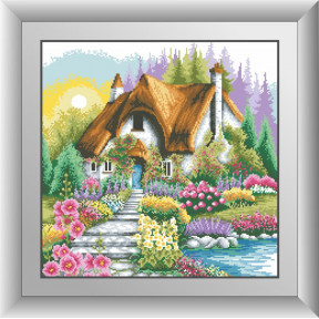 Набір для малювання каменями алмазний живопис Dream Art Будиночок з мальовничим садом (квадратні, повна) 30618D
