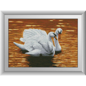 Набор для рисования камнями алмазная живопись Dream Art Вечер на озере (лебеди) (квадратные, полная) 30668D