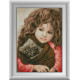 Набор для рисования камнями алмазная живопись Dream Art Девочка с кошкой (квадратные, полная) 30746D
