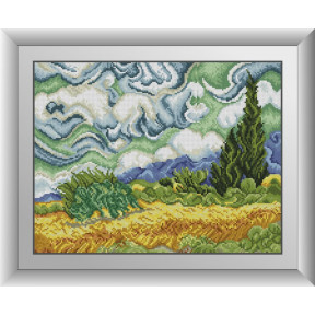 Набор для рисования камнями алмазная живопись Dream Art Пшеница с кипарисами. Ван Гог (квадратные, полная) 30778D