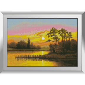 Набір для малювання каменями алмазний живопис Dream Art Захід сонця над озером (квадратні, повна) 31155D