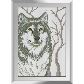 Набор для рисования камнями алмазная живопись Dream Art Взгляд волка (квадратные, полная) 31207D