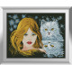 Набор для рисования камнями алмазная живопись Dream Art Портрет с кошкой (квадратные, полная) 31306D