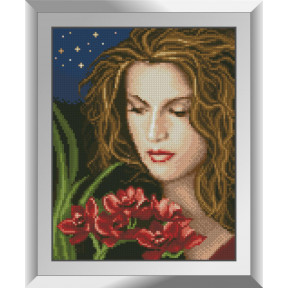 Набір для малювання каменями алмазний живопис Dream Art Дівчина з рхідеєю (квадратні, повна) 31332D
