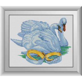 Набор для рисования камнями алмазная живопись Dream Art Лебеди любви (квадратные, полная) 30902D