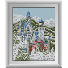 Набір для малювання каменями алмазний живопис Dream Art Зимовий Нойшванштайн (квадратні, повна) 31041D