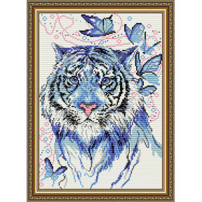 Набор для рисования камнями алмазная живопись ArtSolo Тигр синий AT3024