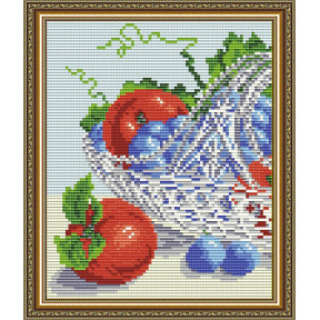 Набір для малювання каменями алмазний живопис ArtSolo У кришталі Виноград з яблуками Диптих 1 AT5549