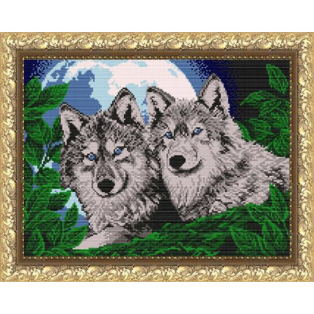 Схема на тканині для вишивання бісером ArtSolo Вовки місячної