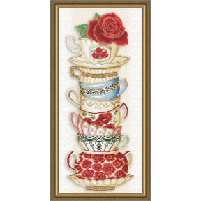 Схема на тканині для вишивання бісером ArtSolo Чашки з трояндою VKA3082