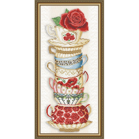Схема на тканині для вишивання бісером ArtSolo Чашки з трояндою