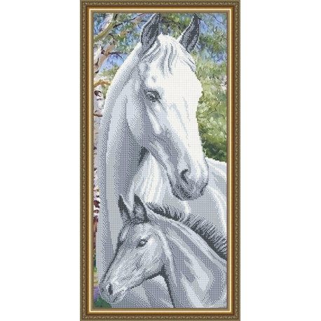 Схема на тканині для вишивання бісером ArtSolo Кінь з лошам фото
