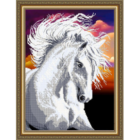 Схема на ткани для вышивания бисером ArtSolo Белая лошадь  VKA3134