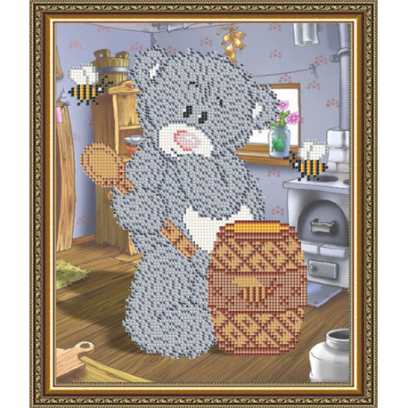 Схема на тканині для вишивання бісером ArtSolo Ведмедик з медом