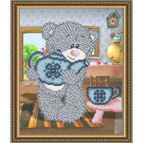 Схема на ткани для вышивания бисером ArtSolo Мишка с чайником