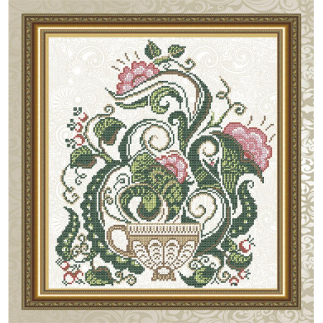 Схема на ткани для вышивания бисером ArtSolo Цветочный чай