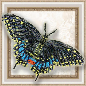 Набор для вышивки бисером бабочки на прозрачной основе Вдохновение Черный Махаон BGP-003