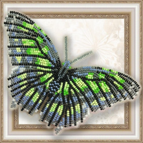 Набор для вышивки бисером бабочки на прозрачной основе Вдохновение Малахитовая BGP-013