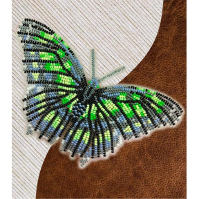 Набор для вышивки бисером бабочки с водорастворимым флизелином Вдохновение Малахитовая NBFL-013