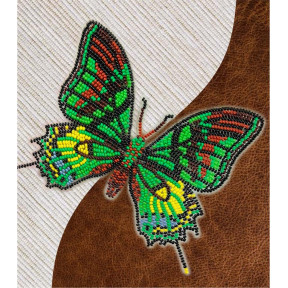 Набор для вышивки бисером бабочки с водорастворимым флизелином Вдохновение Тейнопальпус Императорский NBFL-031
