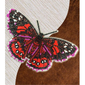 Набор для вышивки бисером бабочки с водорастворимым флизелином Вдохновение Адмирал красный NBFL-036