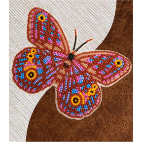 Набор для вышивки бисером бабочки с водорастворимым флизелином Вдохновение Euptychia Agatha NBFL-067