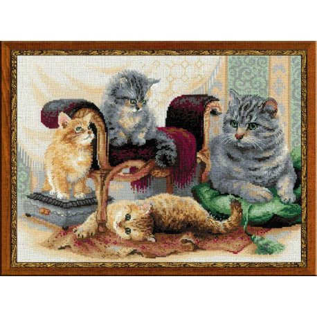Набір для вишивки хрестиком Ріоліс +1327 Котяче сімейство фото