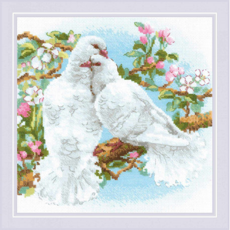 Набор для вышивки крестом Риолис Белые голуби 1856 фото