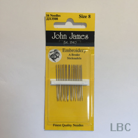 Набір голок для вишивання гладдю №8 (16 шт) John James JJ13508