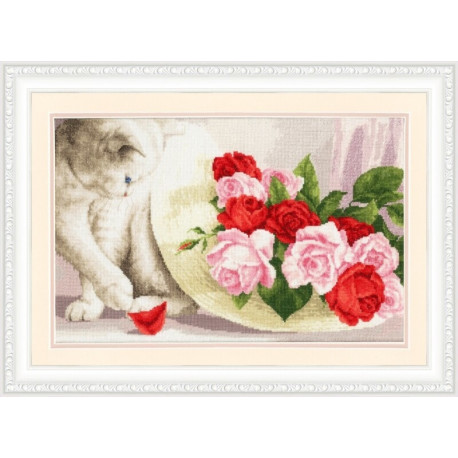Набір для вишивання Золоте Руно Кіт та троянди З-054 фото
