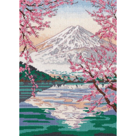 Набір для вишивання хрестиком Овен Фудзіяма та озеро Кавагуті