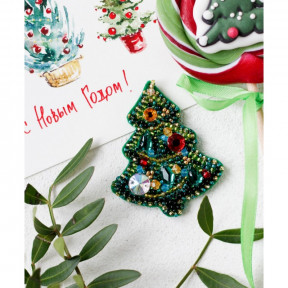 Набор для вышивки бисером украшения на натуральном художественном холсте Абрис Арт Новогодняя елочка AD-094