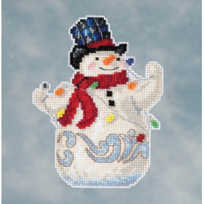 Snowman with Lights / Снеговик с гирляндой Mill Hill Набор для вышивания крестом JS201611