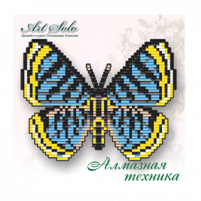 Бабочка-магнит «Синий металлик» ArtSolo Набор алмазной живописи БАТ24