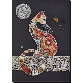 Кошка и бабочка Набор для вышивки бисером Абрис Арт АВ-794