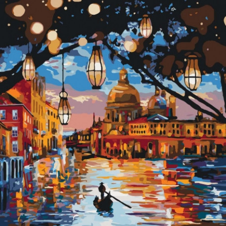 Огни Венеции Картина по номерам Идейка холст на подрамнике 40x40см КНО2183