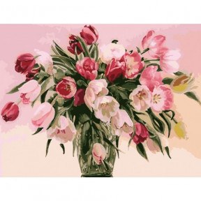 Тюльпани у вазі Картина за номерами Ідейка полотно на підрамнику 40x50см КНО1072