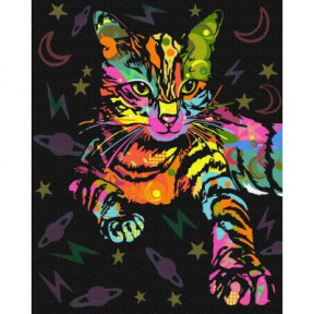 Неоновая кошка BrushMe холст на подрамнике 40x50см GX39229