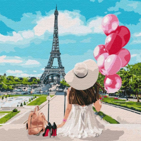 Прогулянка вулицями Парижа Картина за номерами Ідейка полотно на підрамнику 40x40см КНО4756