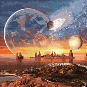 Космическая пустыня с красками металлик  Картина по номерам Идейка подарочная упаковка 50x50см