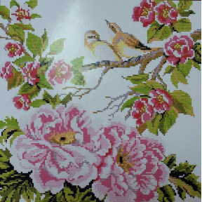 Квіти та птиці Набір для вишивання хрестиком з печаткою на тканині NKF H 343