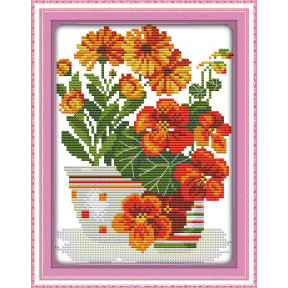 Квіти у вазі Набір для вишивання хрестиком з друкованою схемою на тканині Joy Sunday H639
