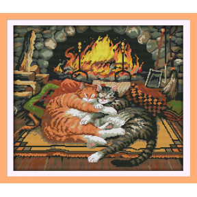 Cплячі коти Набір для вишивання хрестиком з друкованою схемою на тканині Joy Sunday D407